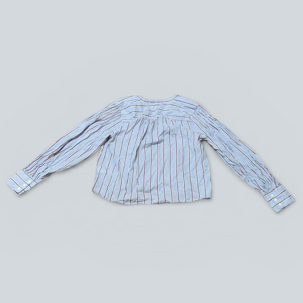 J.Crew V-Neck Tie Front Striped Cotton Modal Blouse - Picture 5 of 6